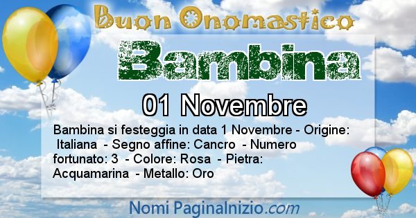 Bambina - Onomastico del nome Bambina