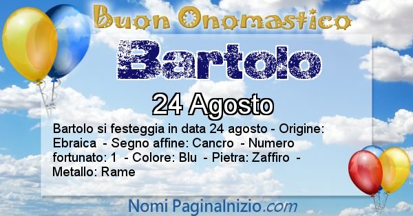 Bartolo - Onomastico del nome Bartolo