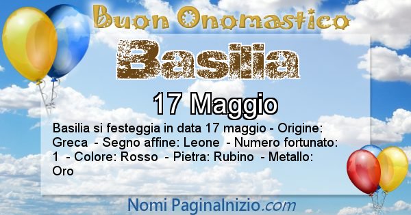 Basilia - Onomastico del nome Basilia