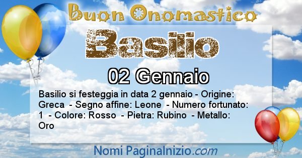 Basilio - Onomastico del nome Basilio