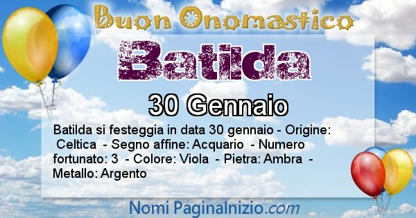 Batilda - Onomastico del nome Batilda