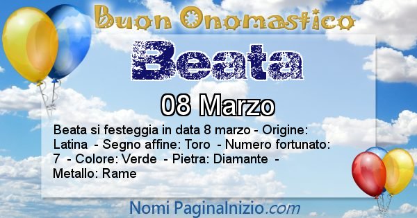 Beata - Onomastico del nome Beata