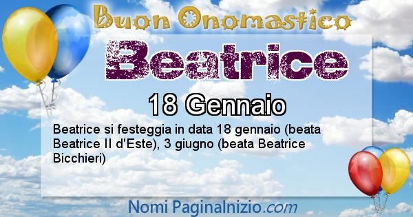 Beatrice - Onomastico del nome Beatrice