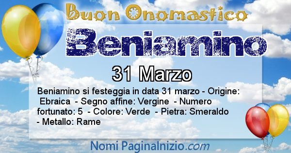 Beniamino - Onomastico del nome Beniamino