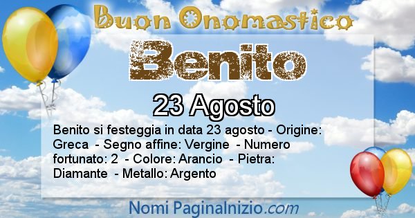 Benito - Onomastico del nome Benito