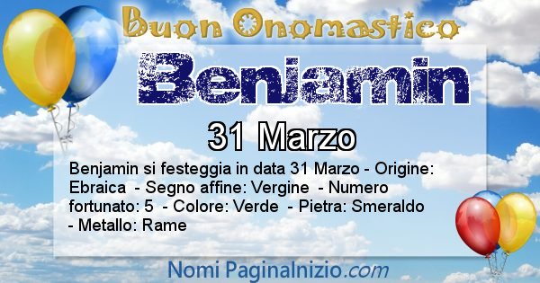 Benjamin - Onomastico del nome Benjamin