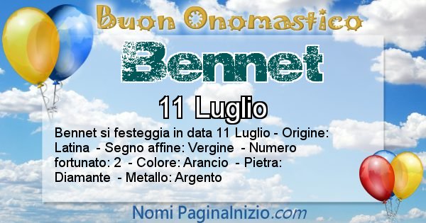 Bennet - Onomastico del nome Bennet