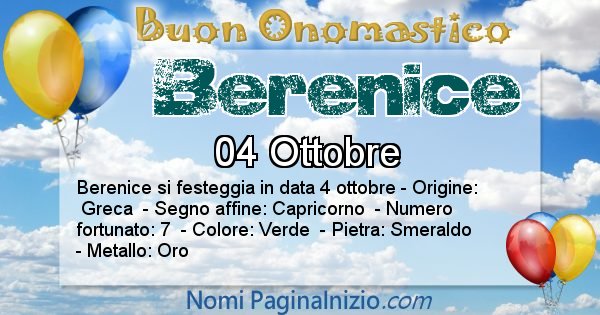 Berenice - Onomastico del nome Berenice