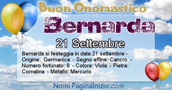 Bernarda - Onomastico del nome Bernarda