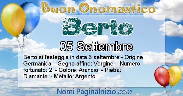 Berto - Onomastico del nome Berto