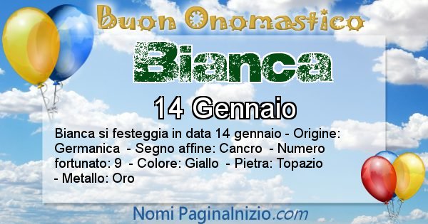 Bianca - Onomastico del nome Bianca