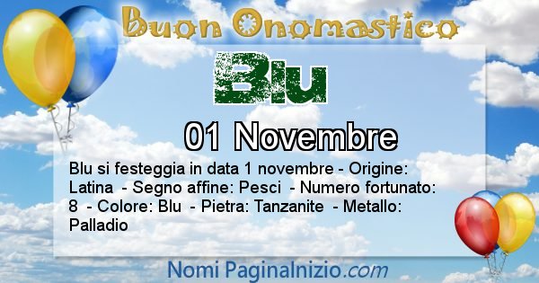 Blu - Onomastico del nome Blu