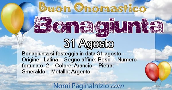 Bonagiunta - Onomastico del nome Bonagiunta