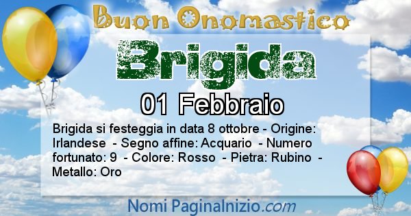 Brigida - Onomastico del nome Brigida