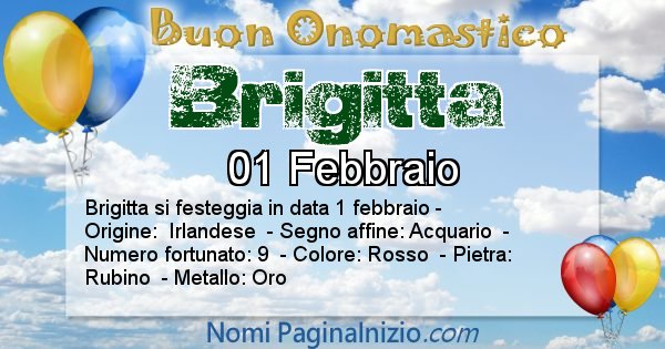 Brigitta - Onomastico del nome Brigitta