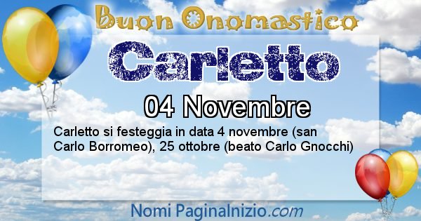 Carletto - Onomastico del nome Carletto