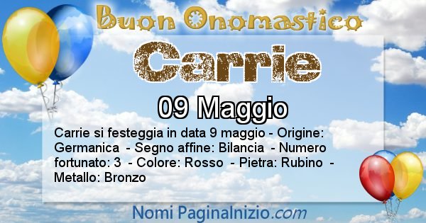 Carrie - Onomastico del nome Carrie