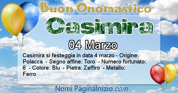 Casimira - Onomastico del nome Casimira