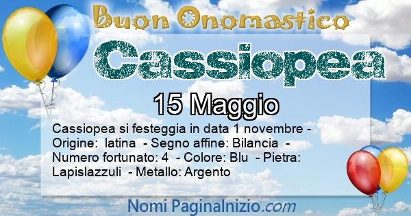 Cassiopea - Onomastico del nome Cassiopea