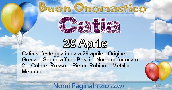 Catia - Onomastico del nome Catia