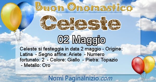 Celeste - Onomastico del nome Celeste