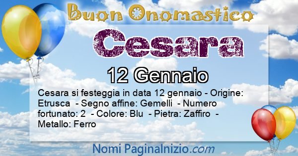 Cesara - Onomastico del nome Cesara