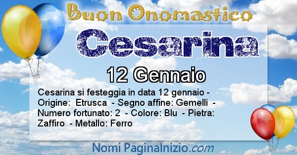 Cesarina - Onomastico del nome Cesarina