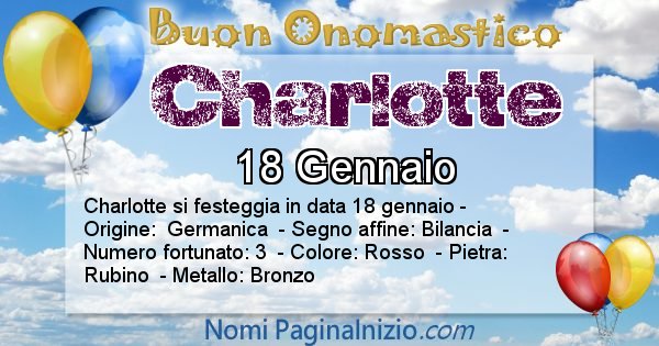 Charlotte - Onomastico del nome Charlotte