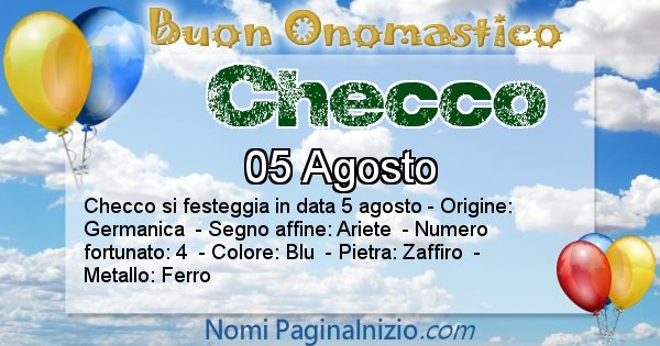 Checco - Onomastico del nome Checco