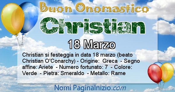 Christian - Onomastico del nome Christian