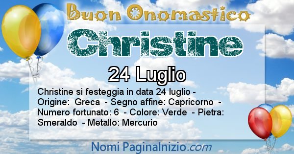 Christine - Onomastico del nome Christine