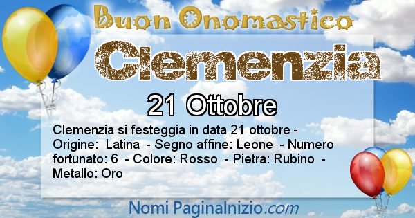 Clemenzia - Onomastico del nome Clemenzia