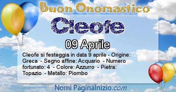 Cleofe - Onomastico del nome Cleofe