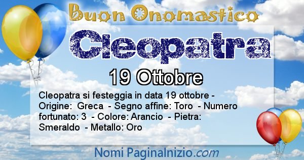 Cleopatra - Onomastico del nome Cleopatra