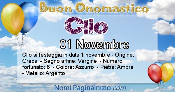 Clio - Onomastico del nome Clio