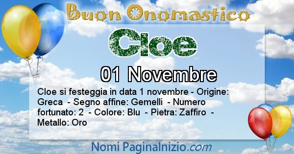 Cloe - Onomastico del nome Cloe