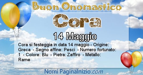 Cora - Onomastico del nome Cora