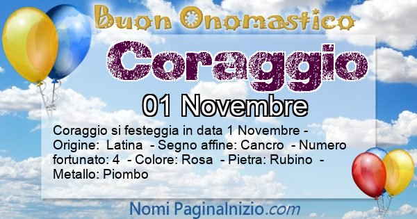 Coraggio - Onomastico del nome Coraggio