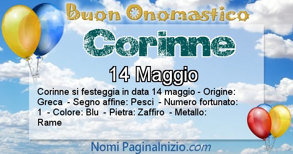 Corinne - Onomastico del nome Corinne