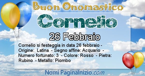 Cornelio - Onomastico del nome Cornelio