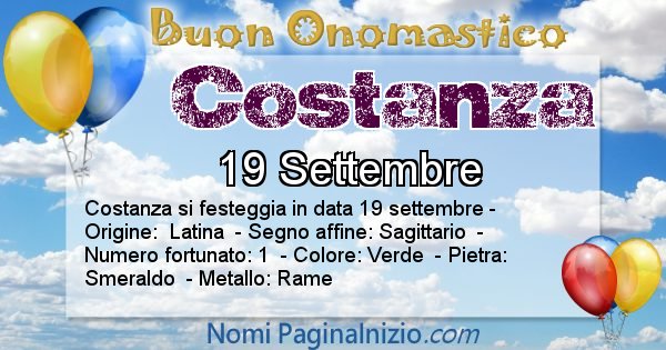 Costanza - Onomastico del nome Costanza