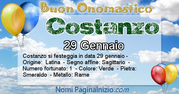 Costanzo - Onomastico del nome Costanzo