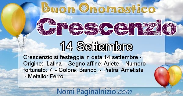 Crescenzio - Onomastico del nome Crescenzio