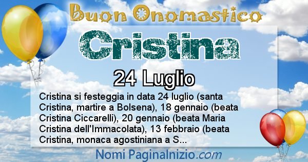 Cristina - Onomastico del nome Cristina