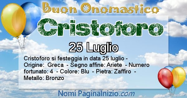 Cristoforo - Onomastico del nome Cristoforo