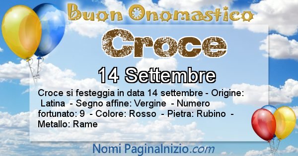 Croce - Onomastico del nome Croce