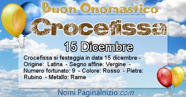 Crocefissa - Onomastico del nome Crocefissa