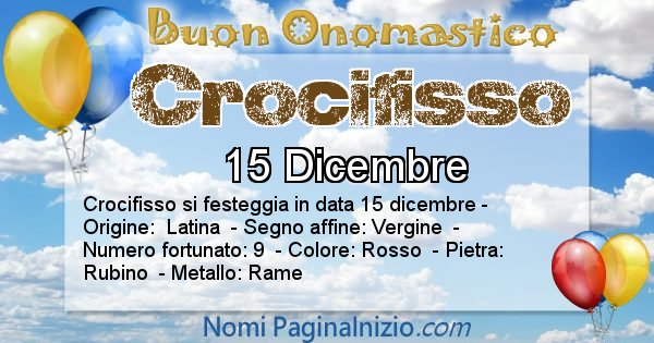 Crocifisso - Onomastico del nome Crocifisso