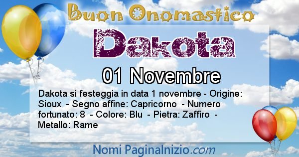 Dakota - Onomastico del nome Dakota