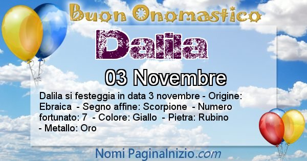 Dalila - Onomastico del nome Dalila